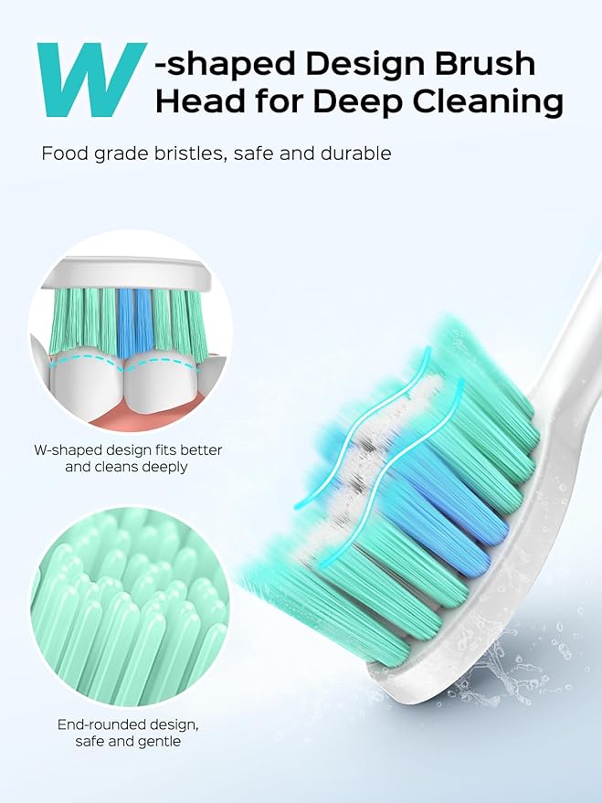COSLUS Sonic Electric Toothbrush for Kids & Adults: 47000 VPM for Deep Cleaning & Whitening with Travel Case - 5 Modes for Sensitive Teeth & Braces, Wireless Charging, 6 Brush Heads, Pink (1PC)