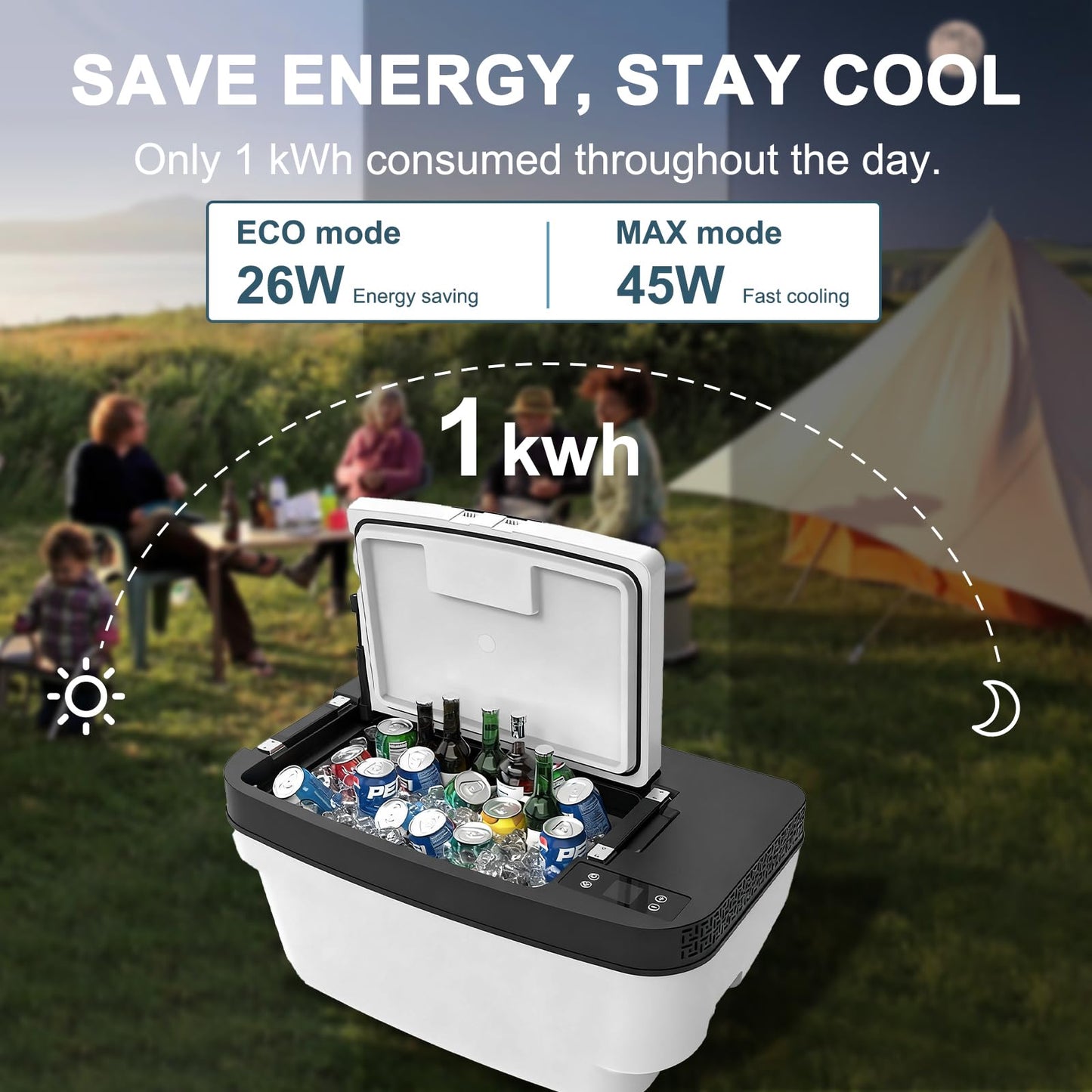 Tesstudio Model Y 2020-2025 Trunk 35L App Control Fridge Huge Car Refrigerator, Car Freezer for Tesla Model Y Juniper 2025+, -7.6℉-50℉ Trunk Portable Freezer for Camping Tailgating Road Trip Home