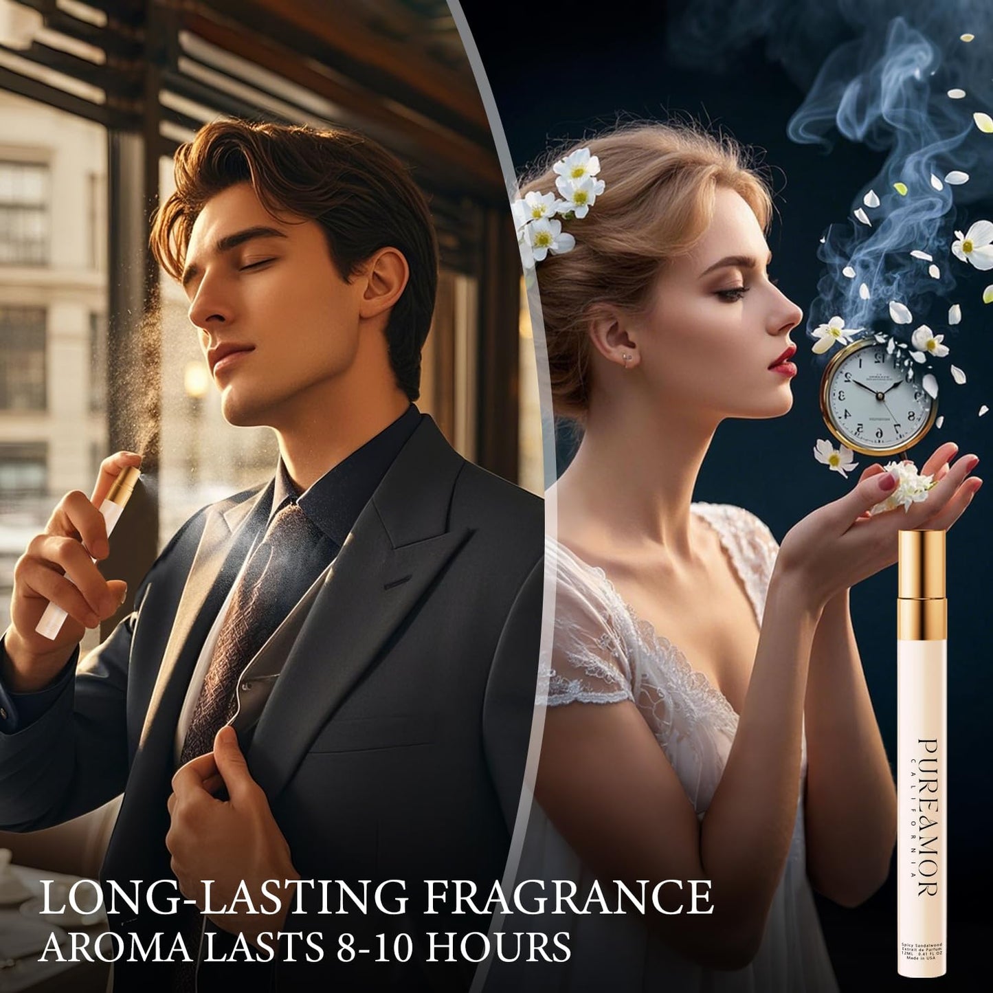 PUREAMOR Pheromones Perfumes for Women, Pepper & Spicy Sandalwood Perfume, Long Lasting Men Eau de Parfun, Premium Scent Blend Perfumes for Women, 0.41 fl. Travel Perfume Spray