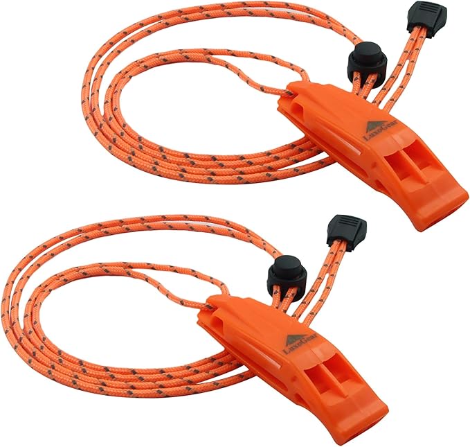 LuxoGear Emergency Whistles with Lanyard Safety Whistle Survival Shrill Loud Blast for Kayak Life Vest Jacket Boating Fish...
