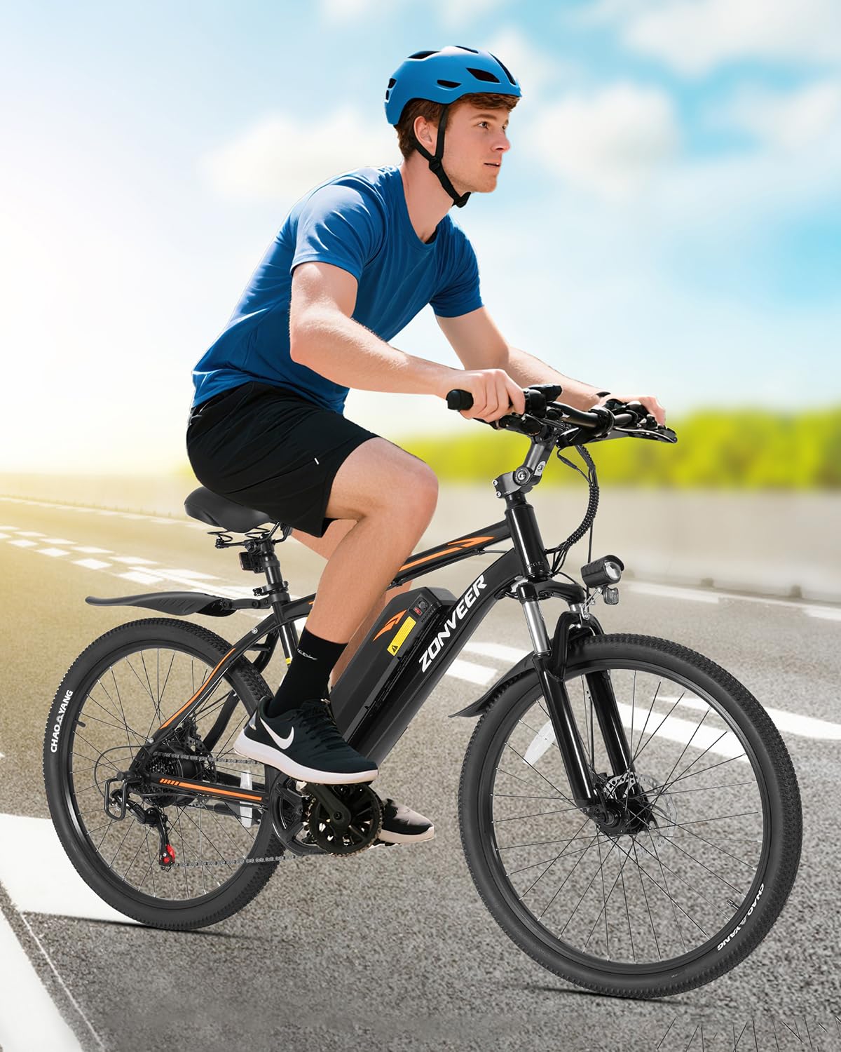 zonveer Electric Bike for Adults with 26'' Peak 500W Brushless Motor Ebike, 20MPH 40Miles Commuting Electric Mountain Bike with 360Wh Removable Battery, 7-Speed, 3 Level Assist