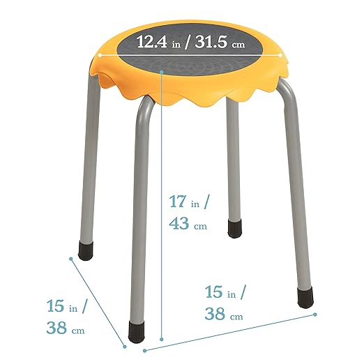 ECR4Kids Daisy Stackable Stool Set, Flexible Seating, Yellow, 8-Piece