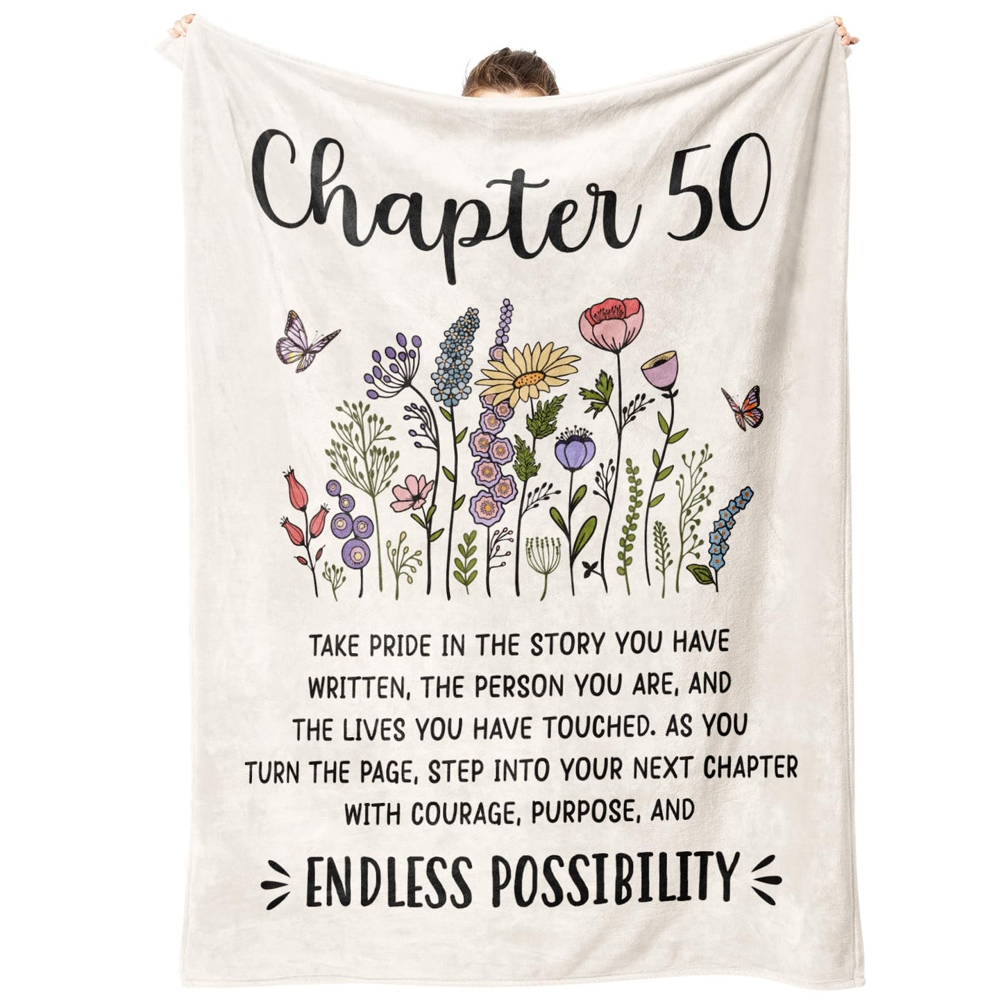 Afterprints 50th Birthday Gifts for Her, Him, Chapter 50 Birthday Blanket, 50 Year Old Bday Gifts for Women Friend, Sister, Mom, 1975, 50th Birthday Decorations, Turning 50 Throw Blankets 50'' x 60''
