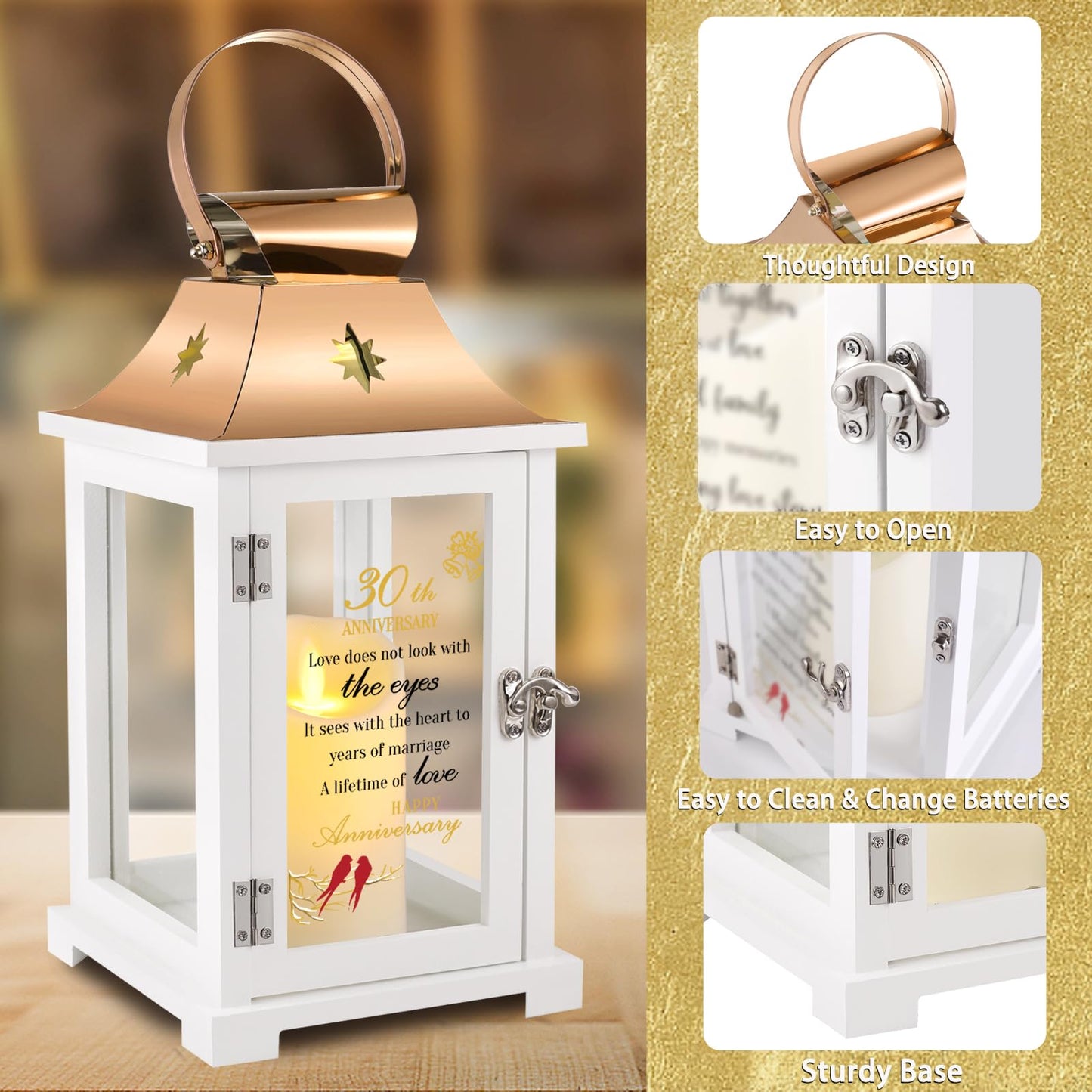 liantudy 30th Wedding Anniversary Lantern,30th Anniversary Wedding Gifts for Couple Parents Husband Wife，30 Year Pearl for Her Him,Unique 30th Anniversary Wedding Gift Ideas LOVE..