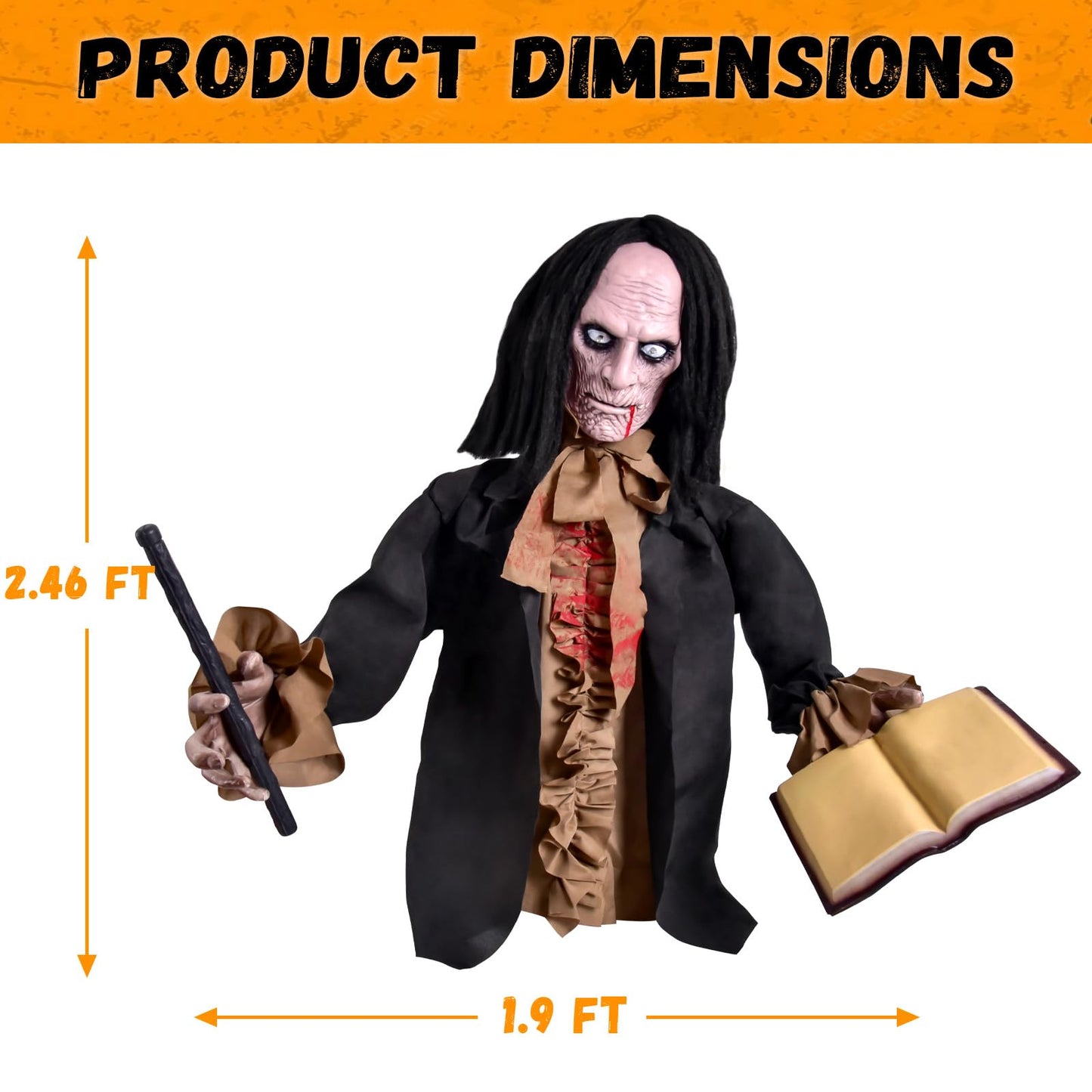 Halloween Animatronics Zombie - Halloween Yard Scary Groundbreaker Decorations Outdoor 2.5FT with Creepy Sounds and Light Up Eyes,Touch Sound Activation Outside Lawn Yard Haunted Prop