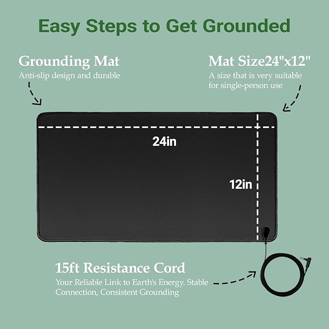 EOHELGRO Grounding Mat for Sleeping, Earth Mat Grounding Pad for Energy, Pain Relief, Inflammation, Feet and Back Pain(23.6" x 11.8")