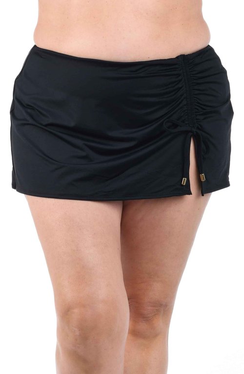 La Blanca Women's Island Goddess Asymmetrical Skirted Swimsuit Bottom, Black, 10