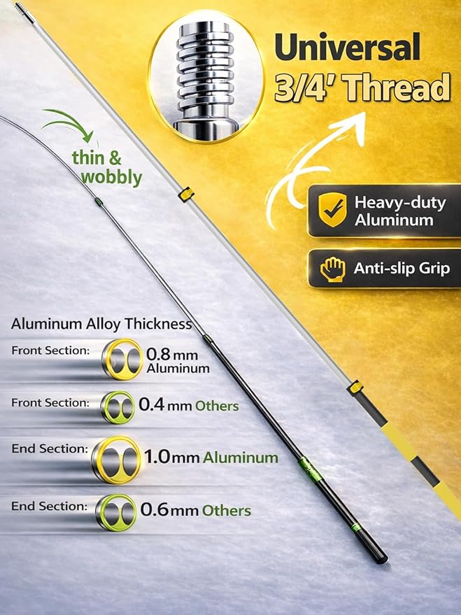 7-30 FT Telescopic Extension Pole, Multi-Purpose Aluminum Alloy Telescoping Rod with Universal Twist-on Metal Tip Flip-Lock Design, for Painting Cobweb Dusting, Window Cleaning, Christmas Lights