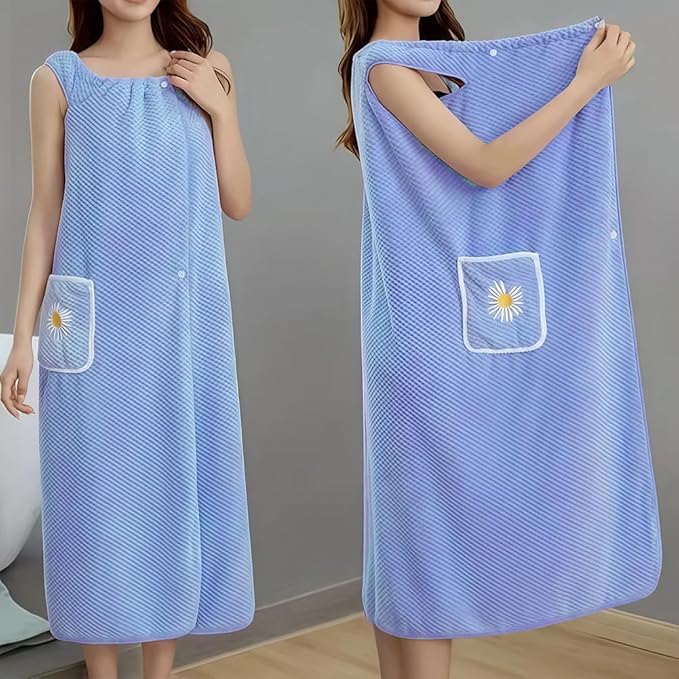 Women’s Soft Wrap Towel, Wearable Bath Robe Super Absorbent & Quick Dry Spa Bathrobes Lightweight for Sauna Beach Pool(39"...