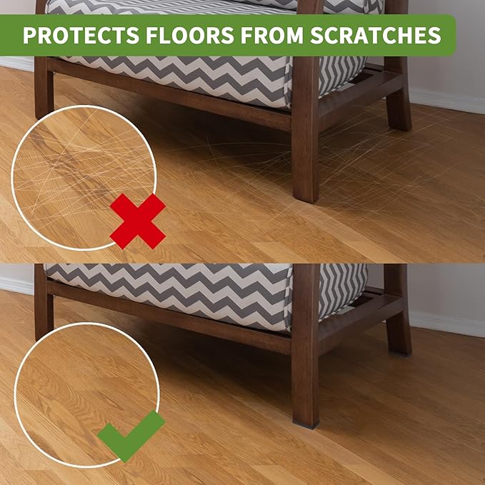 COVERCORNER Non Slip Furniture Pads 24 PCS 1 1/2'' Square - Anti Slip Furniture Pads - Self Adhesive Rubber Feet Furniture Feet - Chair Leg Floor Protectors - Keep Furniture in Place