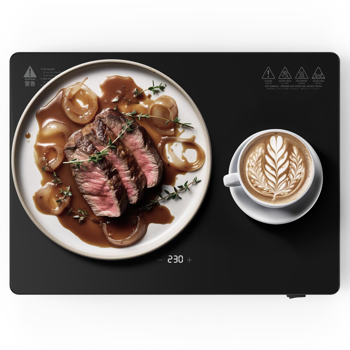 ROPPLIFE Food Warmer Plate,13.8"x10" Electric Warming Tray |6-Temp Control & Memory Function | for Slow Eaters, Seniors, RV Camping, Sourdough Proofing & Office Use
