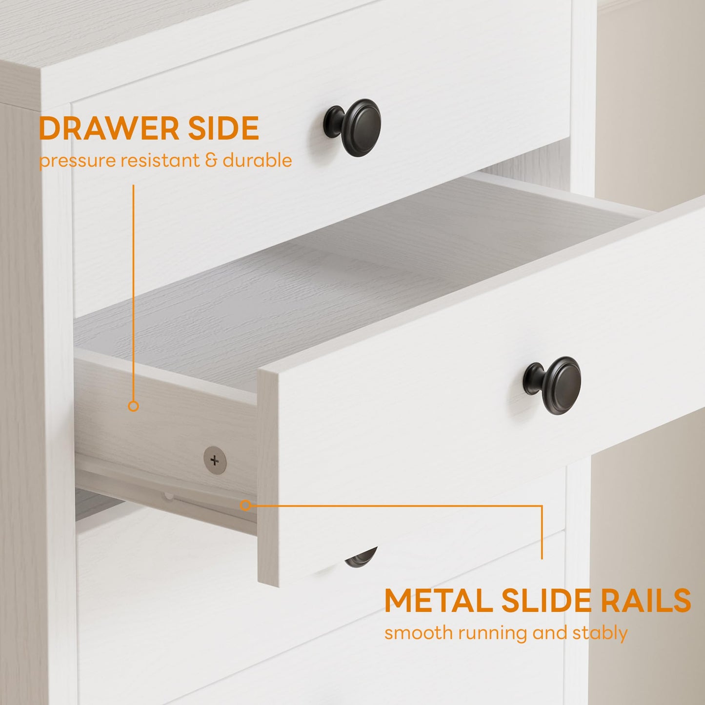 LIKIMIO 8 Drawer Dresser, Small Dressers with Storage Drawers, Chest of Drawers for Bedroom, Tall Narrow Dresser for Organizers, White
