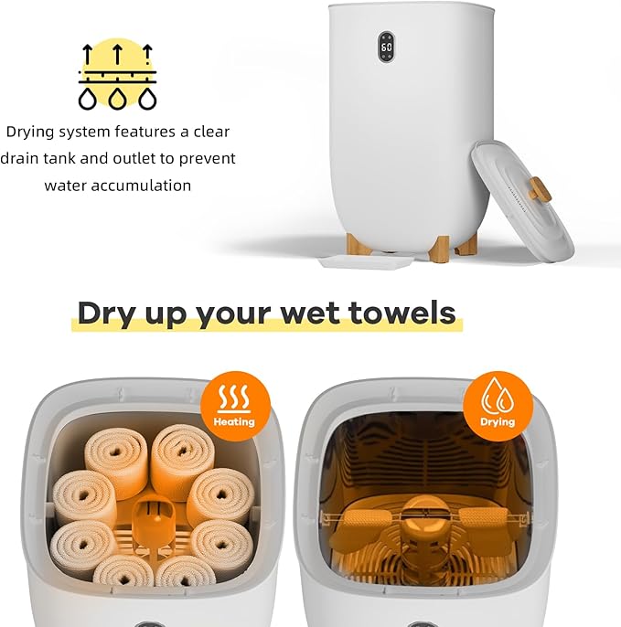 Senfot Towel Warmer Bucket, 35 L Towel Dryer Heater Blanket Warmer with Heating & Drying Modes, Led Display, Timer & Auto Shut Off, Compact for Bathrooms, Spas, Apartments