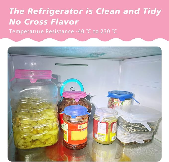 14 piece set circular square silicone dustproof and fresh-keeping cover, kitchen and household stretchable refrigerator microwave sealing and fresh-keeping film (blue)