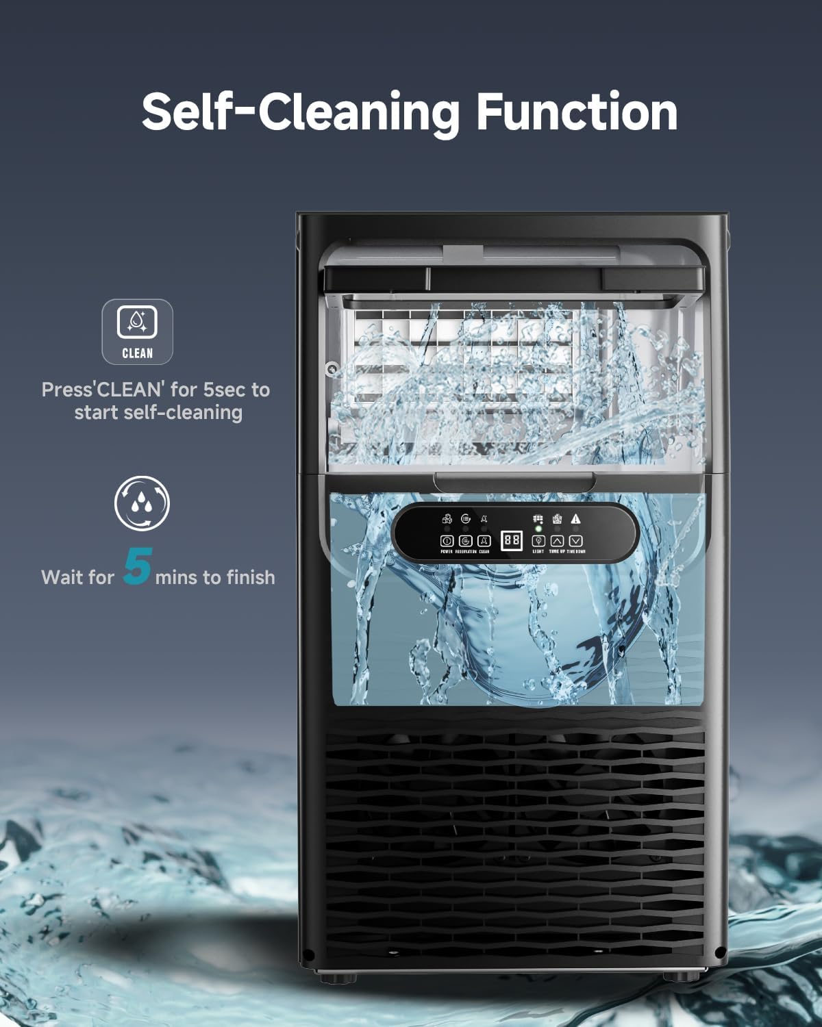EUHOMY Commercial Ice Maker Machine,85lbs/24H,36 Ice Cubes in 8-12 Mins,Under Counter Ice Maker with Water Filter,12lbs Storage Capacity,Freestanding Ice Machine for Home/Bar/Cafe/Restaurant