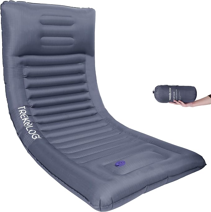 TREKOLOGY Sleeping Pad for Camping - Infaltable Mat – 73.2"x 29.9" Premium with Built‑in Pump, Neck‑Support Pillow, Thick ...