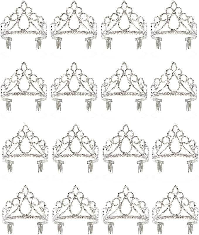 BLUE PANDA 12 Pack Tiara for Girls, Princess Dress Up Crown for Kids Costume Birthday Party Favors in Bulk