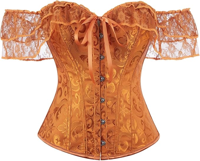 SHYMMUO Corset Top for Women Renaissance Steampunk Bustier Top Sexy Lace Up Corset Top Festival Pirate Halloween Costume
