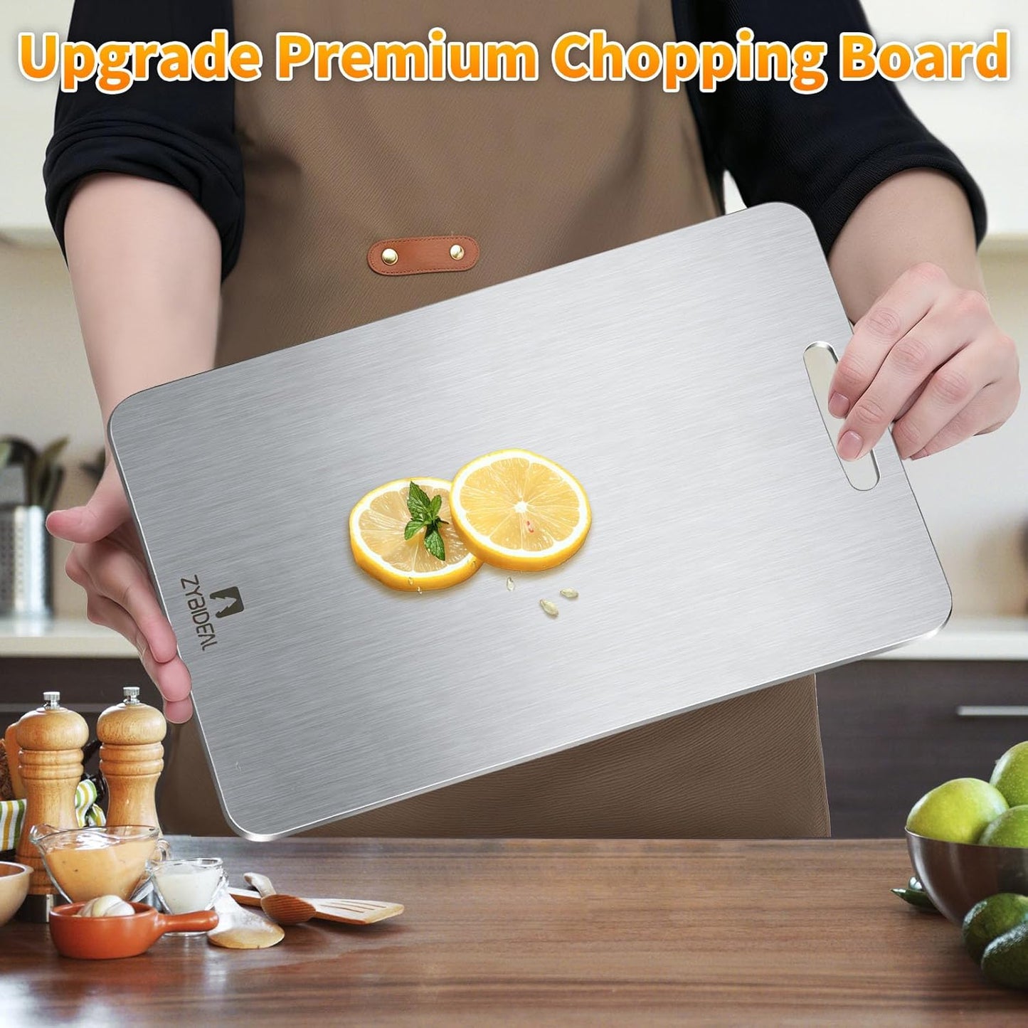 Pure Titanium Cutting Board, Stainless Cutting Boards for Kitchen, Double-Sided Food Grade Chopping for Meat, Vegetable & Fruit (10 * 14 IN)