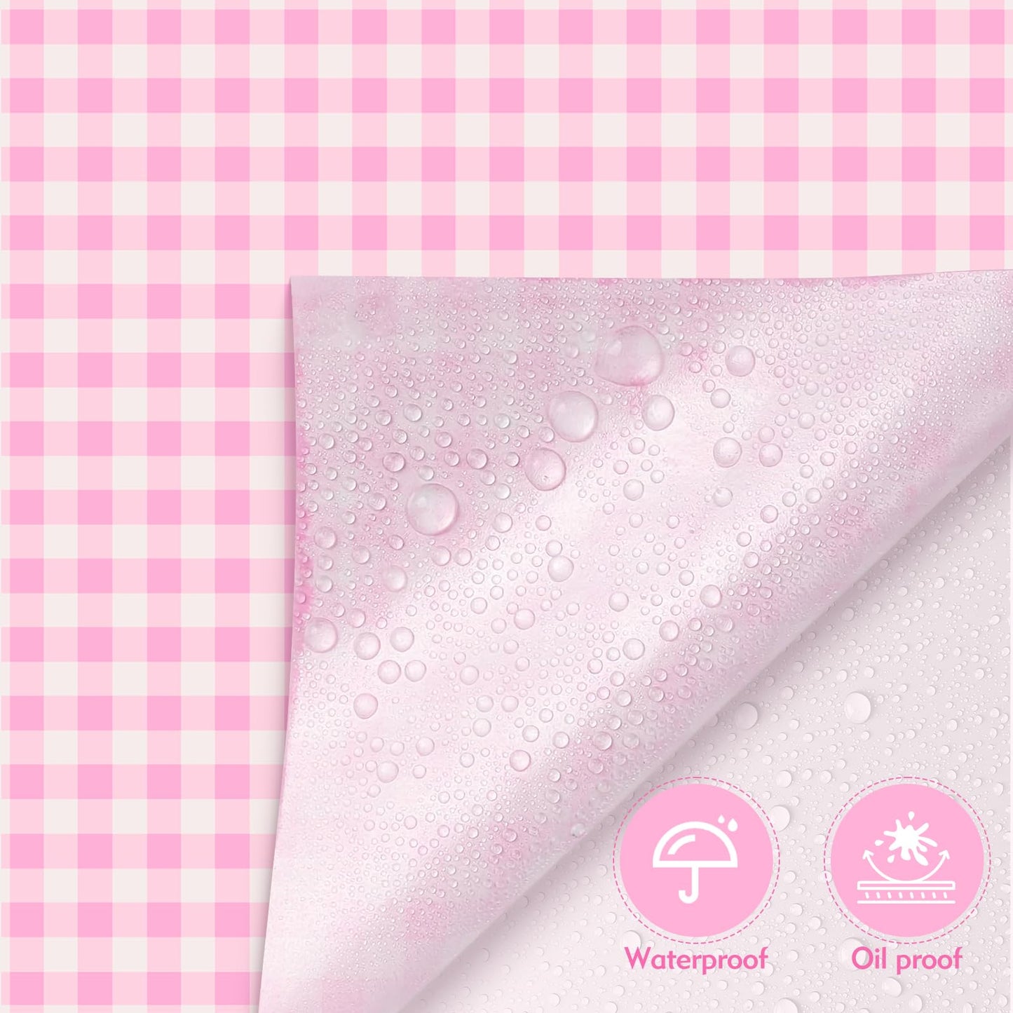 100pcs Waxed Deli Paper Sheets, 7x7" Food Basket Liners for Sandwiches, Burgers. Pink Checkered Deli Wrap Wax Paper Sheets by Neyimqr