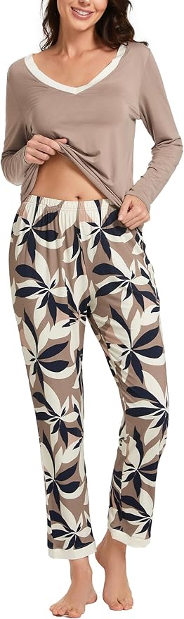 GYS Viscose from Bamboo Women's Pajama Sets Super Soft Long Sleeve Sleepwear Comfy Winter Pjs Sets S-4X