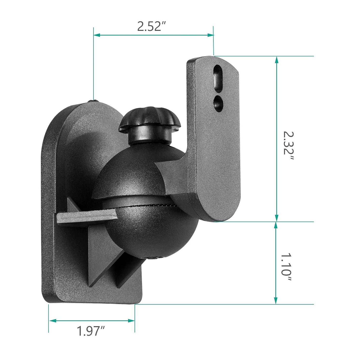 WALI Speaker Wall Ceiling Mounts One Pair, Bookshelf Speaker Wall Mount Brackets, Surround Sound Speaker Mounts, Hold up to 7.7 lbs (SWM202), Black