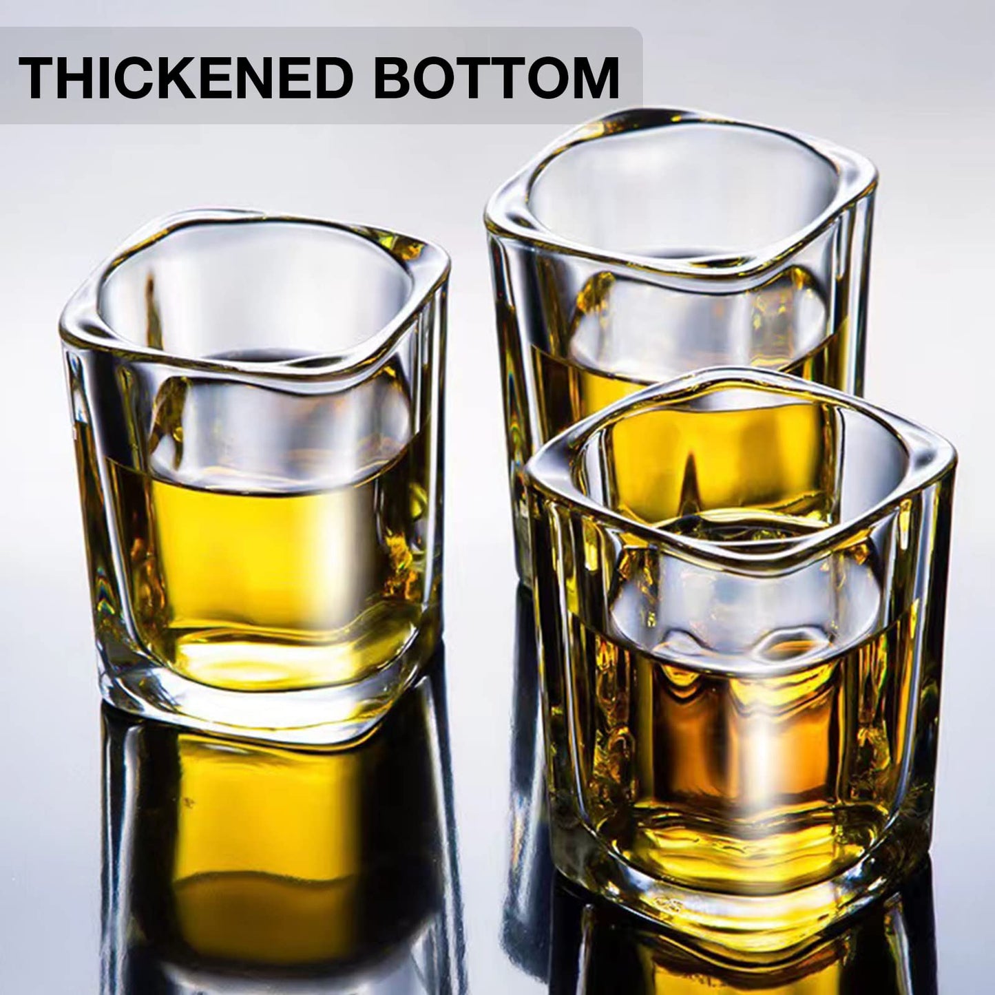 Hlukana 6 Pack Heavy Base Shot Glasses Set, 2.2 oz Clear Tequila Square Shot Glass Bulk, Espresso Shot Glass for Vodka, Whiskey, Tequila, Espressos, Spirits & Liquors