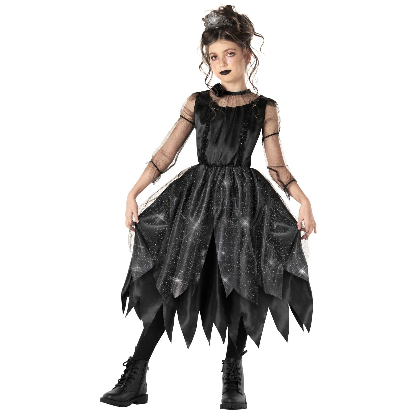 Morph Kids Gothic Witch Costume For Girls - Black Witch Dress For Kids - Spooky Halloween Outfit For Girls, Small