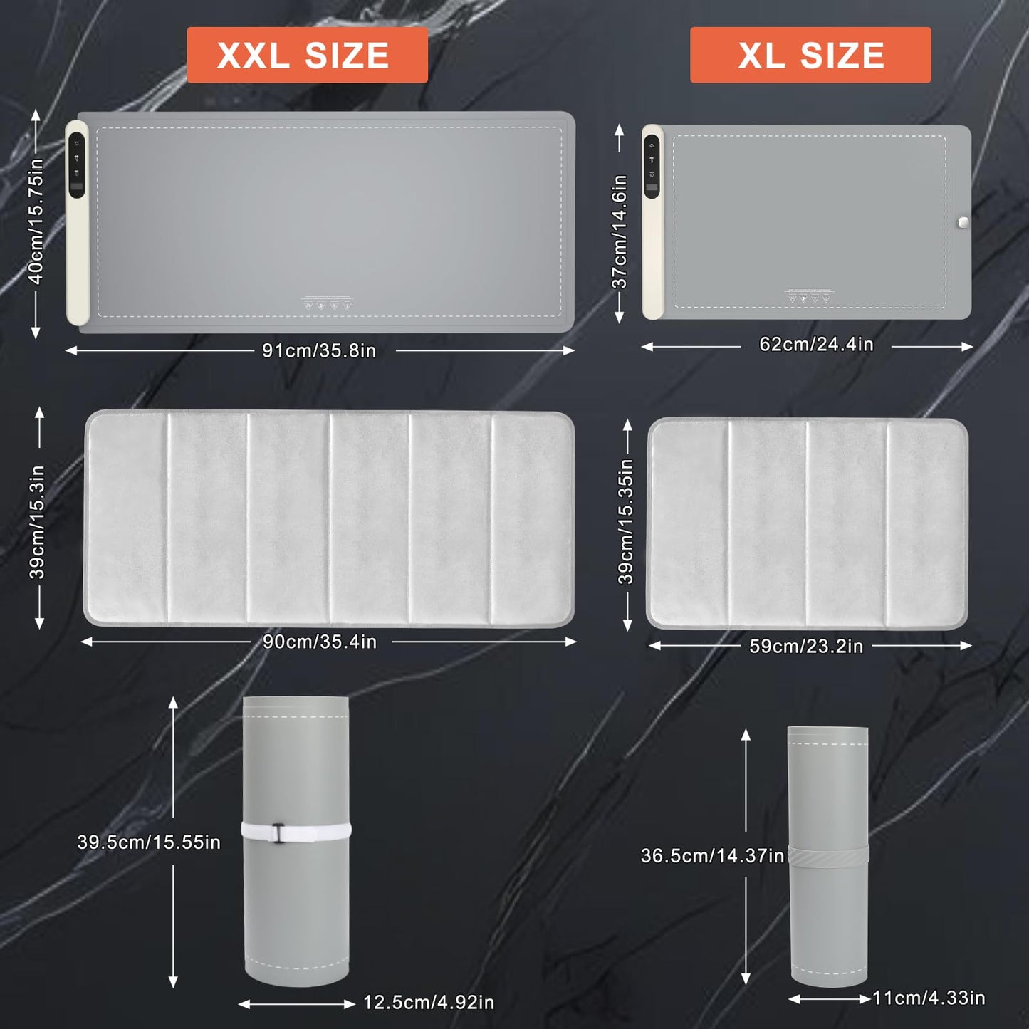 FYY Extra Large Warming Mat for Food with Heat Resistant Pad, Prevent Countertop Cracks, Keep Meal Warm, Rapid and Full Surface Heating, 6 Temp Settings, 6H Timer, Rollable Portable Food Warmer, Grey