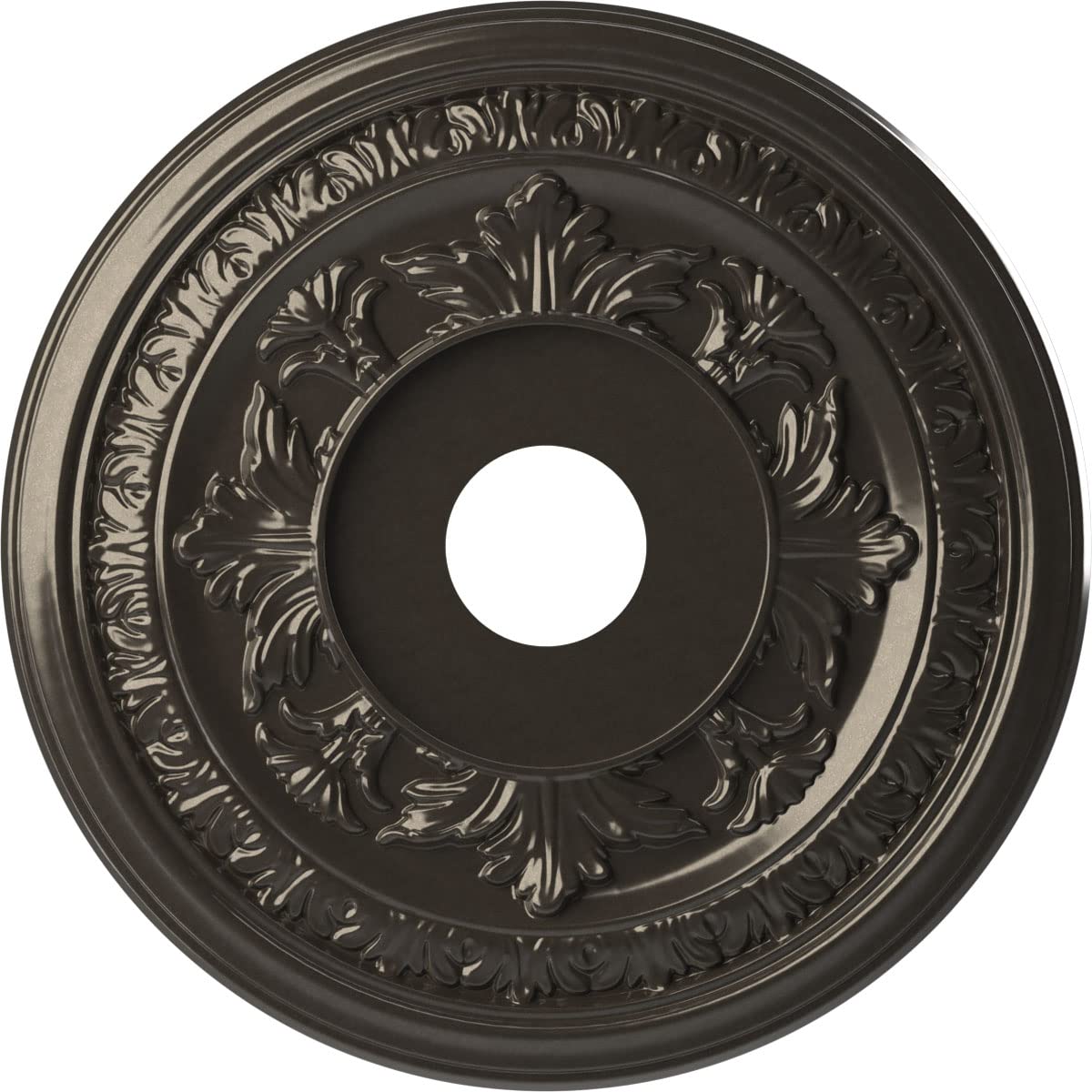 Ekena Millwork Cmp19Bacch Baltimore Thermoformed Pvc Ceiling Medallion (Fits Canopies Up To 7 3/4), 19Od X 3 1/2Id X 1P, Metalli