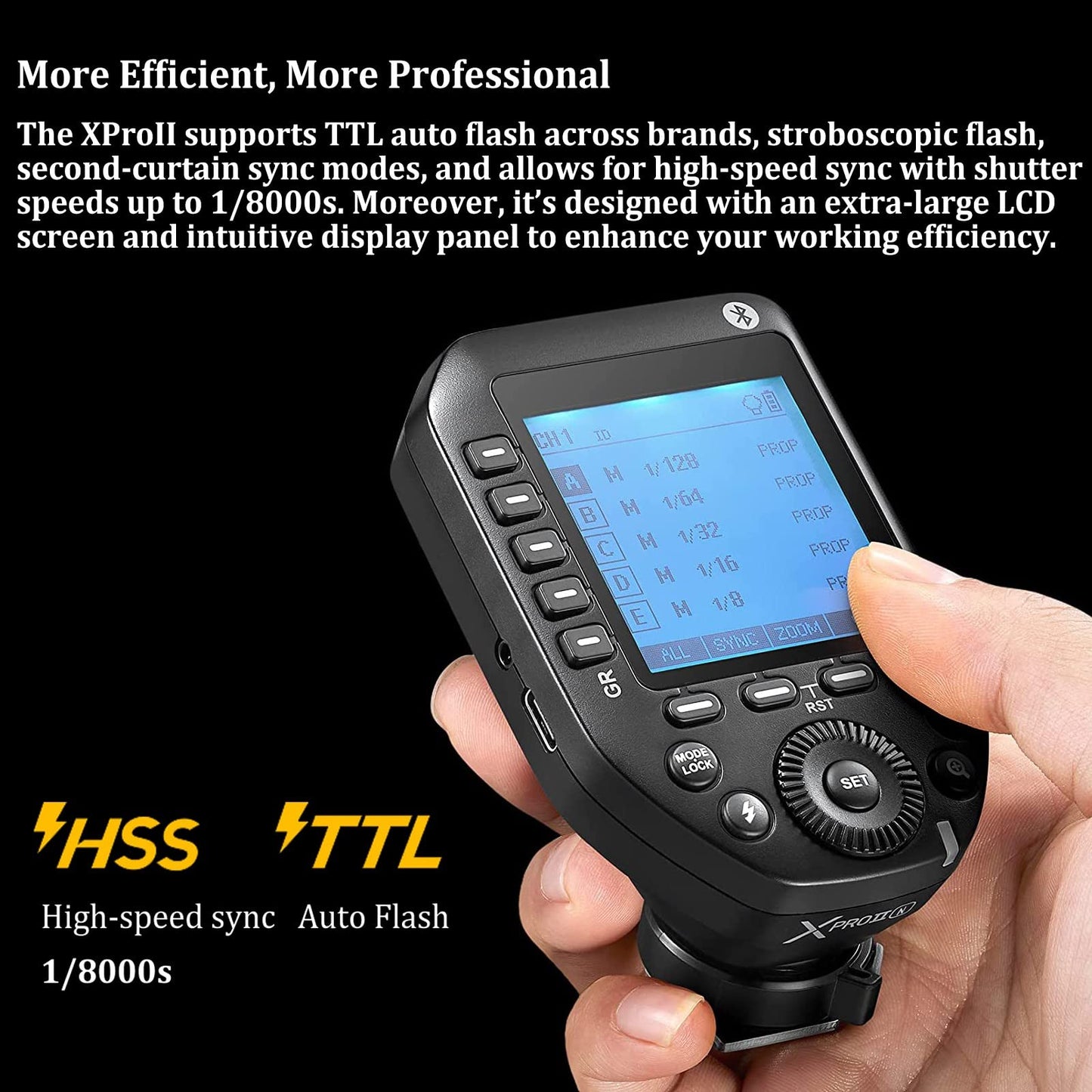 Godox Xproii-S Ttl Wireless Flash Trigger For Sony Cameras,2.4G 1/8000S Hss,Built-In Bluetooth For Smartphone App Control,Ttl Co