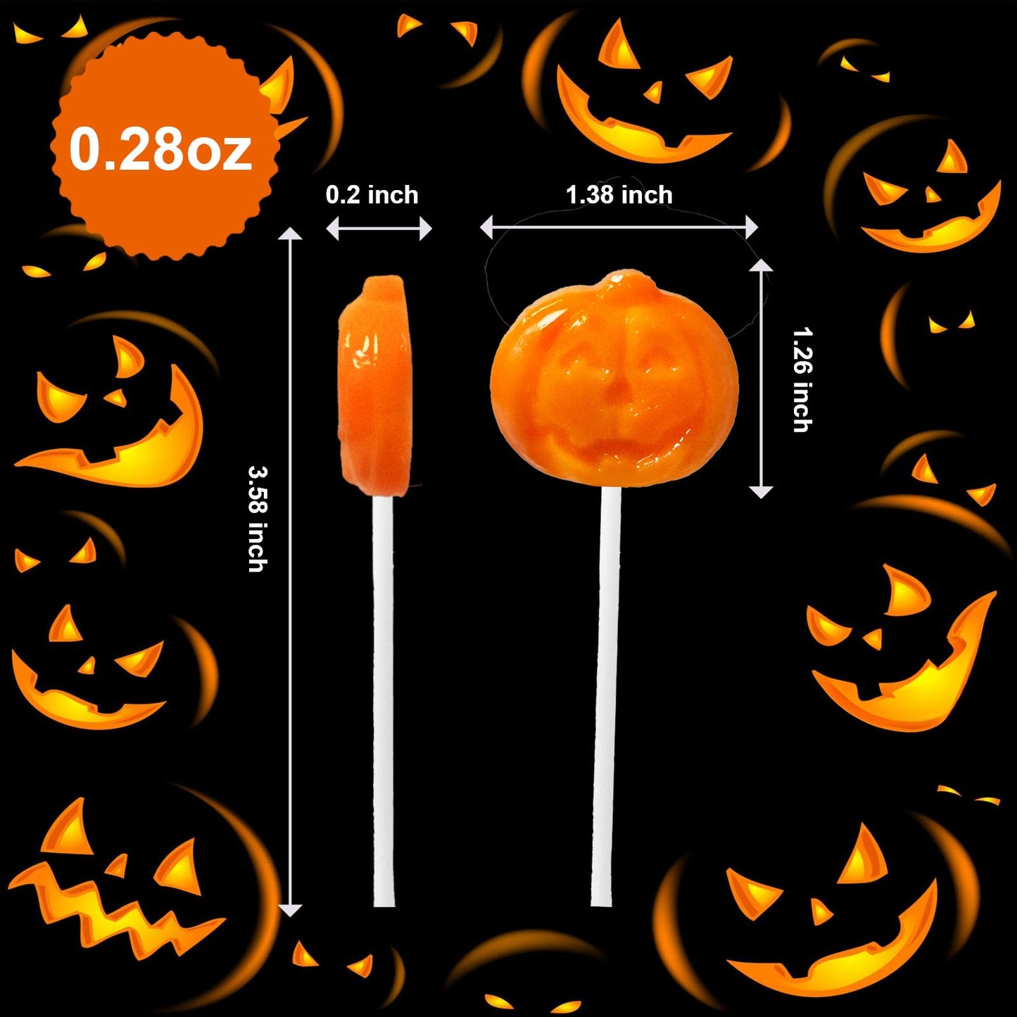 Halloween Lollipop Suckers Candy 42 Pack, Pumpkin Candy Lollipops, Jack-O'-Lantern Shaped Candies Sucker Lollipops Individually Wrapped for Halloween Goody Bag Fillers - Trick or Treat