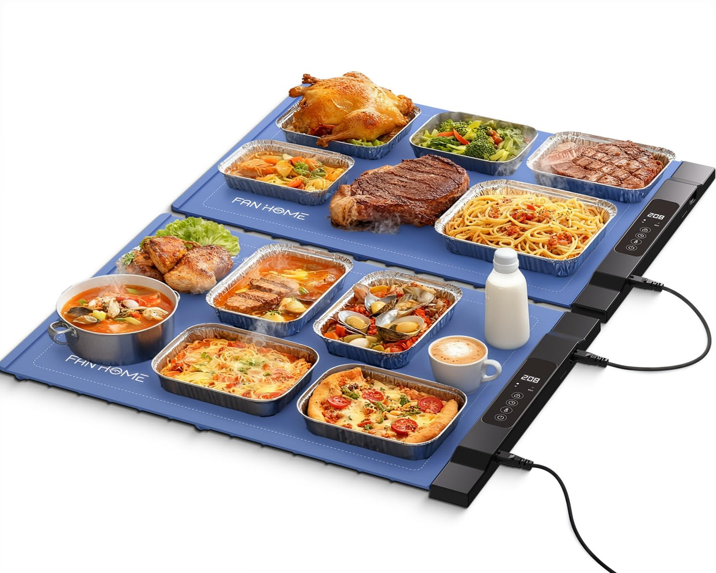 Warming Mat for Food, 2 Pack Electric Warming Trays for Parties Buffet, 7 Temperature Settings and 6 Hours Timer, Fast Heating, Portable Food Warmers for Gatherings, Family Countertop,Thanksgiving