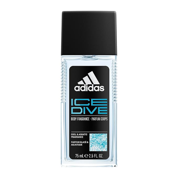 Adidas Ice Dive Body Fragrance 2.5 fl oz (Pack of 1), Notes of Lavender, Sandalwood, and Vanilla, Men's fragrance, Long lasting, Sporty fragrance, Travel size