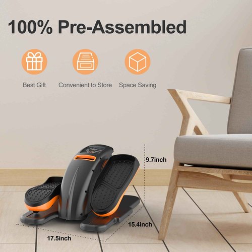 Mysuntown Under Desk Elliptical for Home, Leg Exerciser While Sitting for Seniors Fully Assembled, Ellipse Leg Exerciser with 12 Adjustable Speeds & Remote Control & Pedals Straps