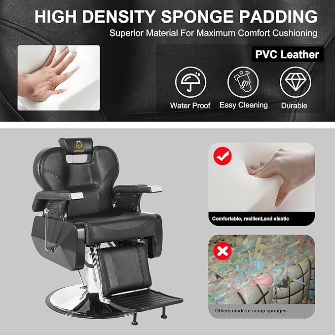 Salon Chair Barber Chair Hydraulic Styling Chair for Hair Salon 360 Degrees Rolling Swivel Barber Chairs Hydraulic Hair Chair All Purpose Beauty Spa Equipment - Silver