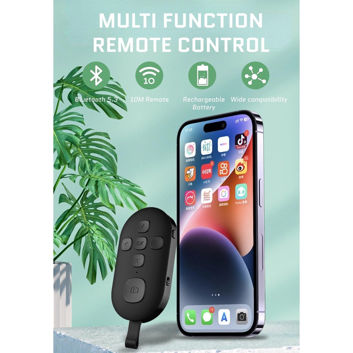 Yoidesu Bluetooth Remote Control Page Turner, Scrolling Ring Clicker For Camera Video Recording Shutter Selfie, Rechargeable Fin