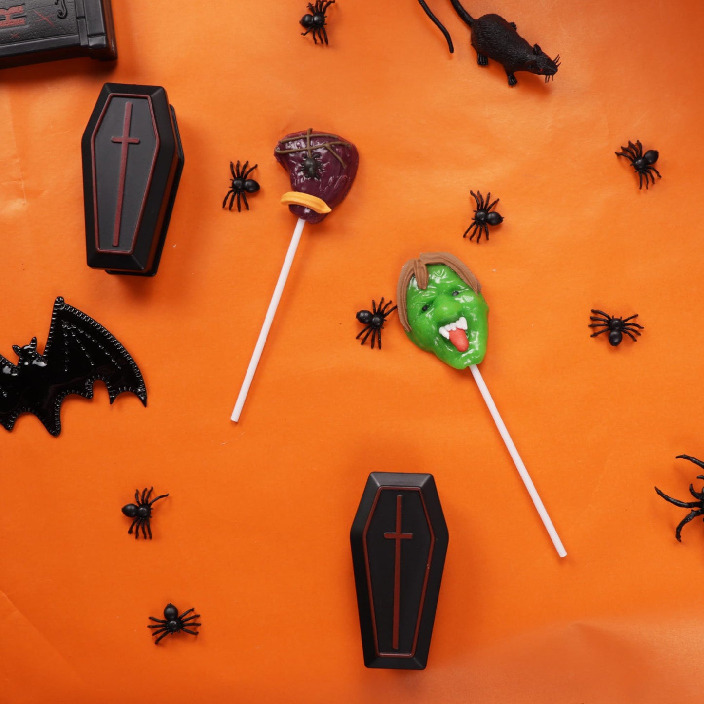 Halloween 2025 Zombie Lollipops Pops, Individually Wrapped Spooky Suckers, Green Apple and Watermelon Flavored, Trick or Treat Candy, 24 Count