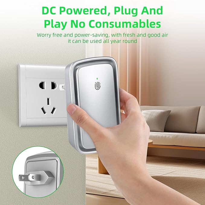 Plug in Ionic Air Purifier: 6 Pack Air Ionizers for Home - Silent Filterless - Negative Ion Air Purifier Freshener for Bedroom Office Bathroom Basement for Pet Odors,Dust,Smoke,Air Cleaner(Silver)