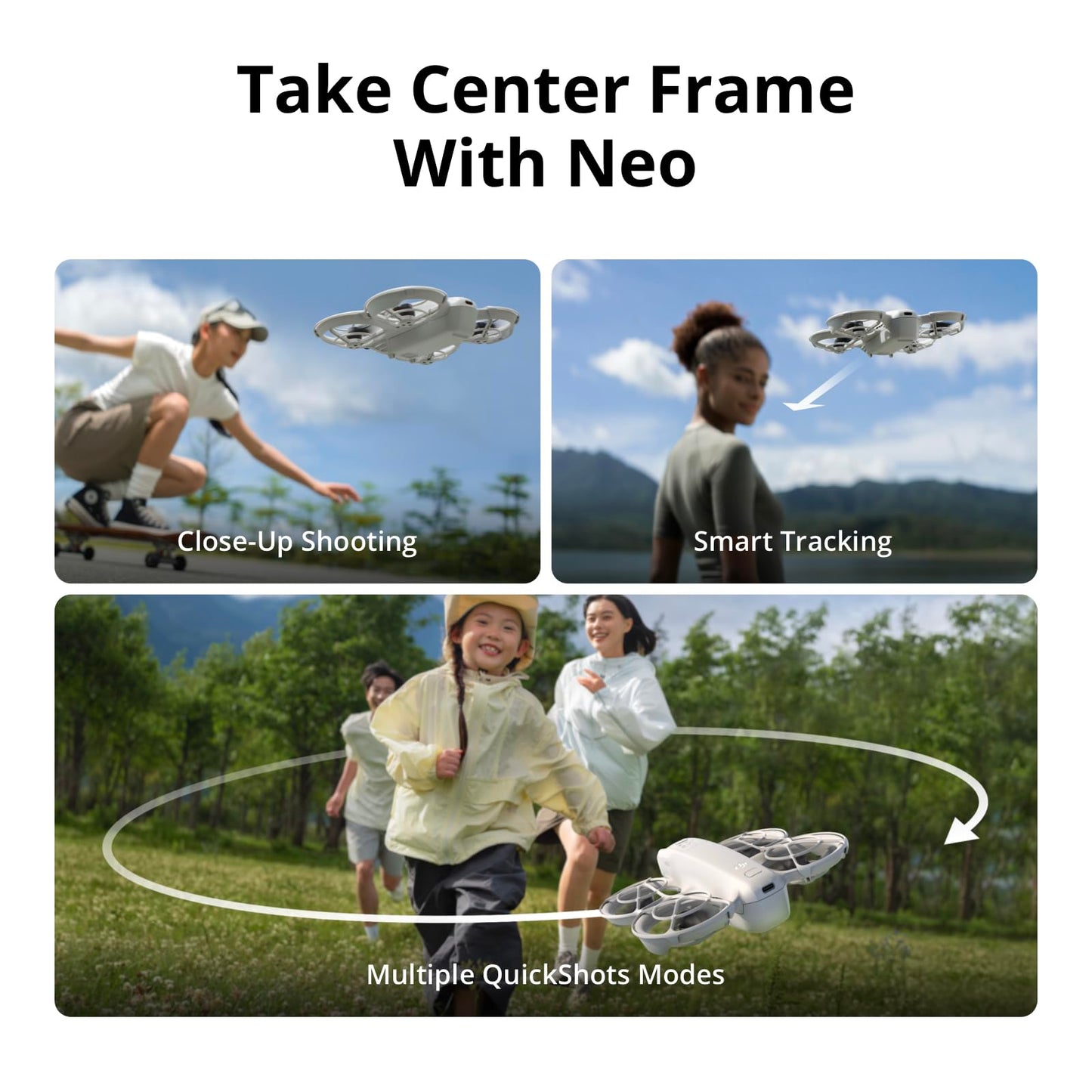 DJI Neo Fly More Combo, Mini Drone with 4K UHD Camera for Adults, 135g Self Flying Drone that Follows You, Palm Takeoff, Subject Tracking, QuickShots, Stabilized Video, with RC-N3 and 3 Batteries