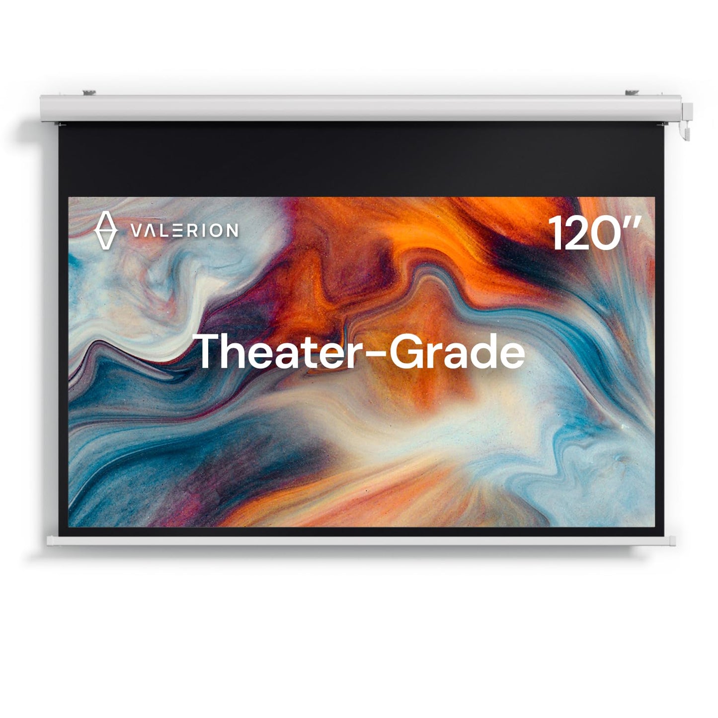 Valerion 120" Motorized Projector Screen, Outdoor Waterproof Drop-Down Screen, 2 Recharges Yearly, 4K/8K Ultra HD, Wrinkle-Free, Aluminum Frame, for Theater-Grade Home & Backyard Movie Night