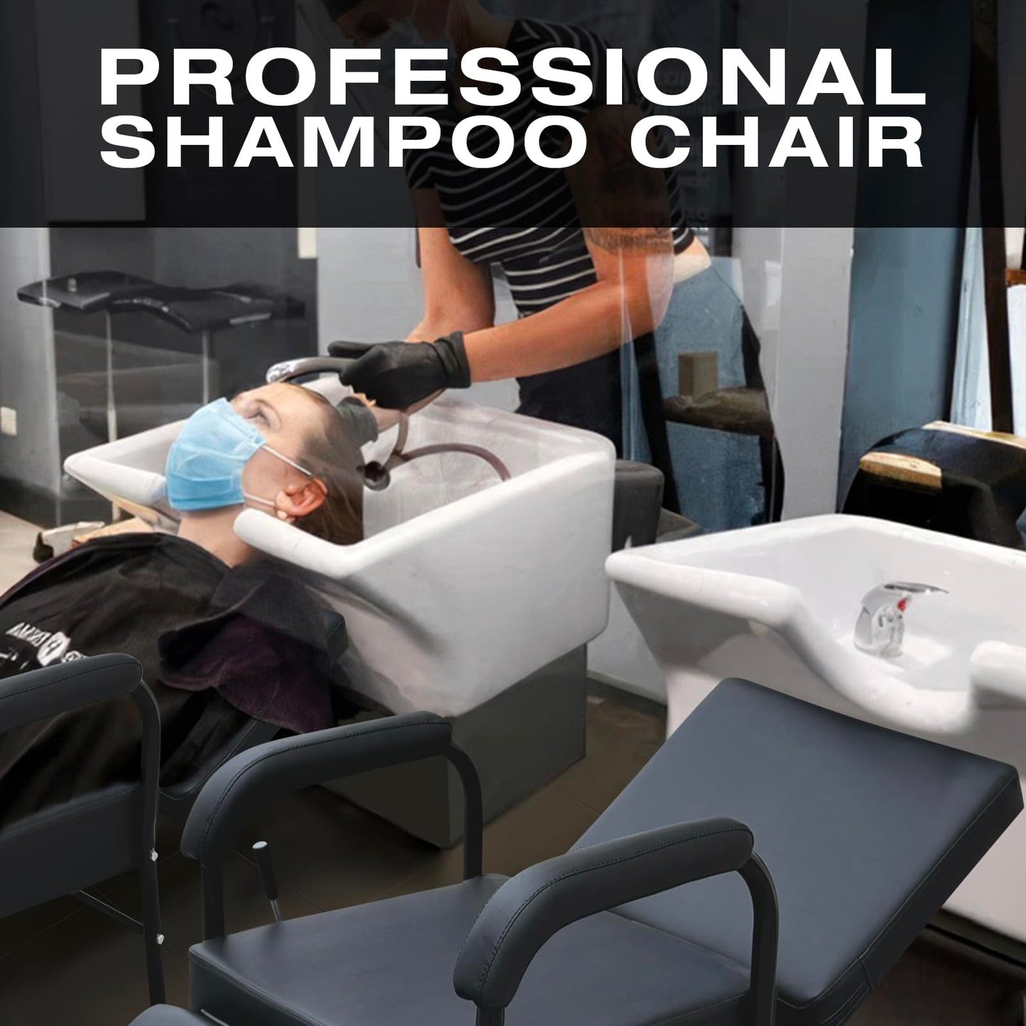 Reclining Shampoo Chairs Adjustable Height Shampoo Chairs for Salon Barber Chair Hair Stylist Chair Recline Salon Chair Spa Beauty Equipment for Hair Stylists, Tattoo Artists, Cosmetologists