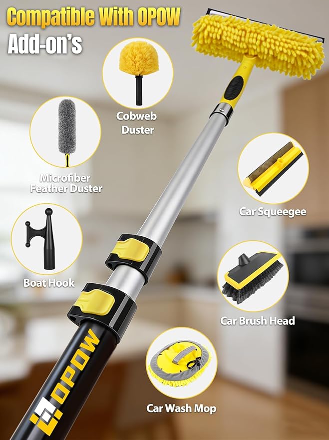 4-8 FT Gutter Cleaning Telescopic Pole, Multi-Purpose Aluminum Alloy Telescoping Rod with Universal Twist-on Metal Tip Flip-Lock Design, for Painting Cobweb Dusting, Christmas Lights
