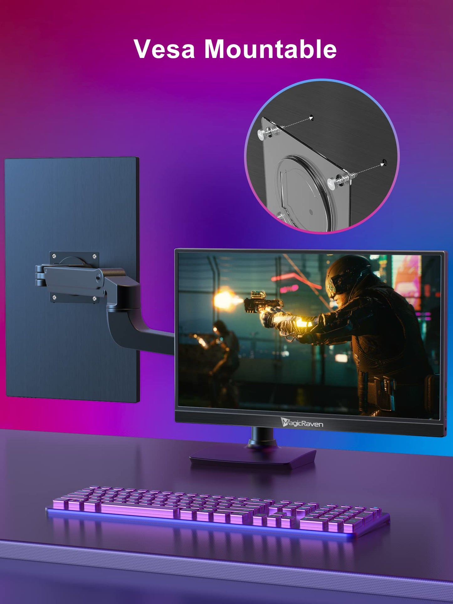 144Hz Portable Gaming Monitor, 17.3  1080P Laptop Monitor, Dual Usb C Hdmi Second Computer Screen, Vesa Gaming Display With Spea