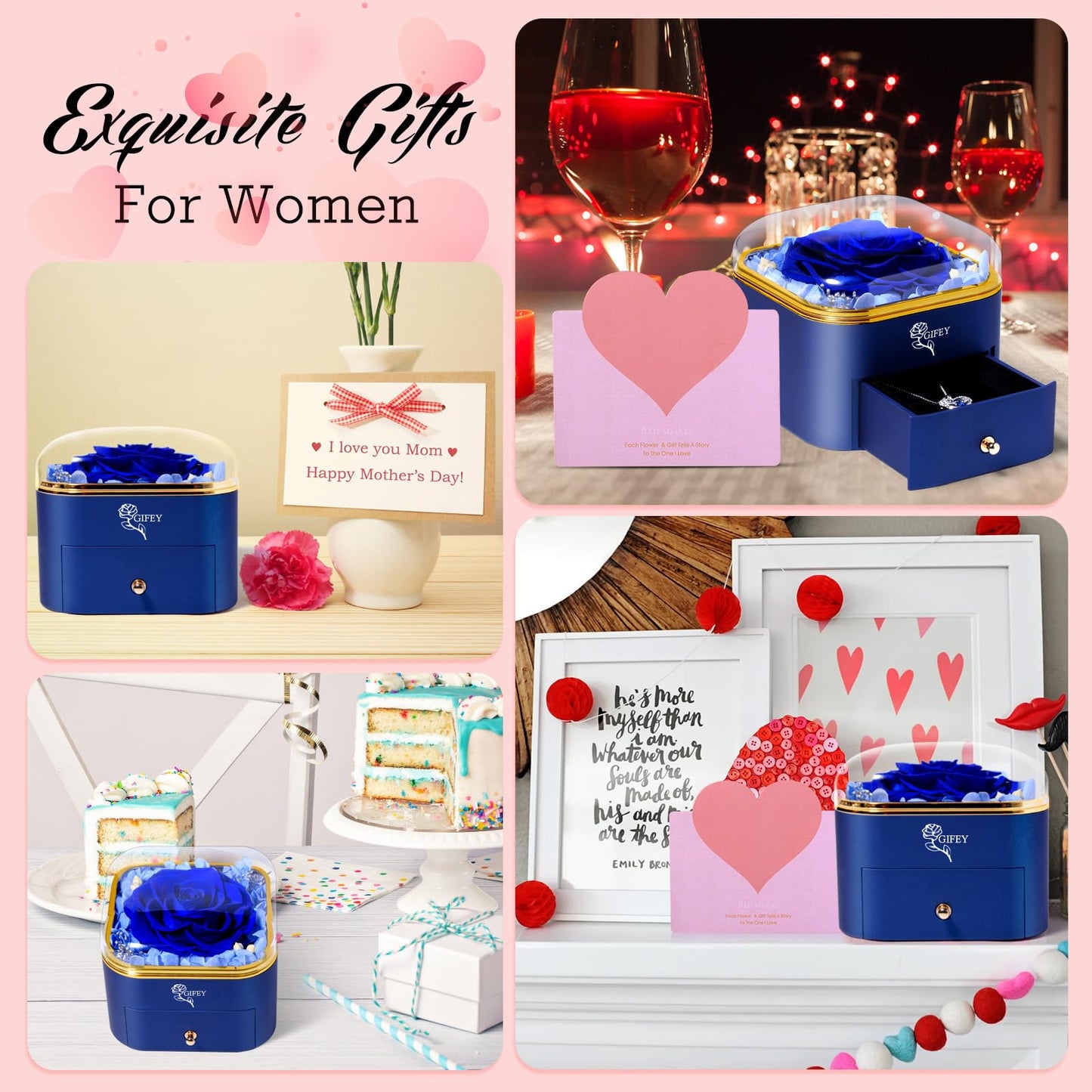 Birthday Gifts for Mom,Preserved Blue Real Rose Gifts,Eternal Preserved Rose Gift Set, Gifts for Women,Mother, Grandma,Wife and Girlfriend,Valentines,Wedding,Thanksgiving,Christmas Gift for You to Send Love