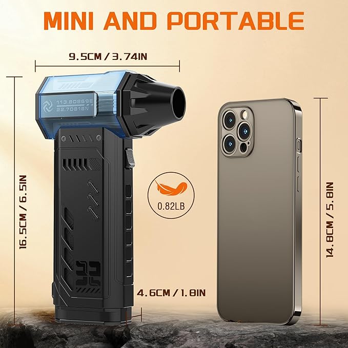 Air Duster -250000RPM- Snow Blower, Replaceable Batteries 2pcs,Long Life-mini Blower, 3-Gear Adjustable- Electeic Air Duster for Keyboard,PCs,Outdoors,Snow,Leaves,Car Cleaning (2*Batteries)