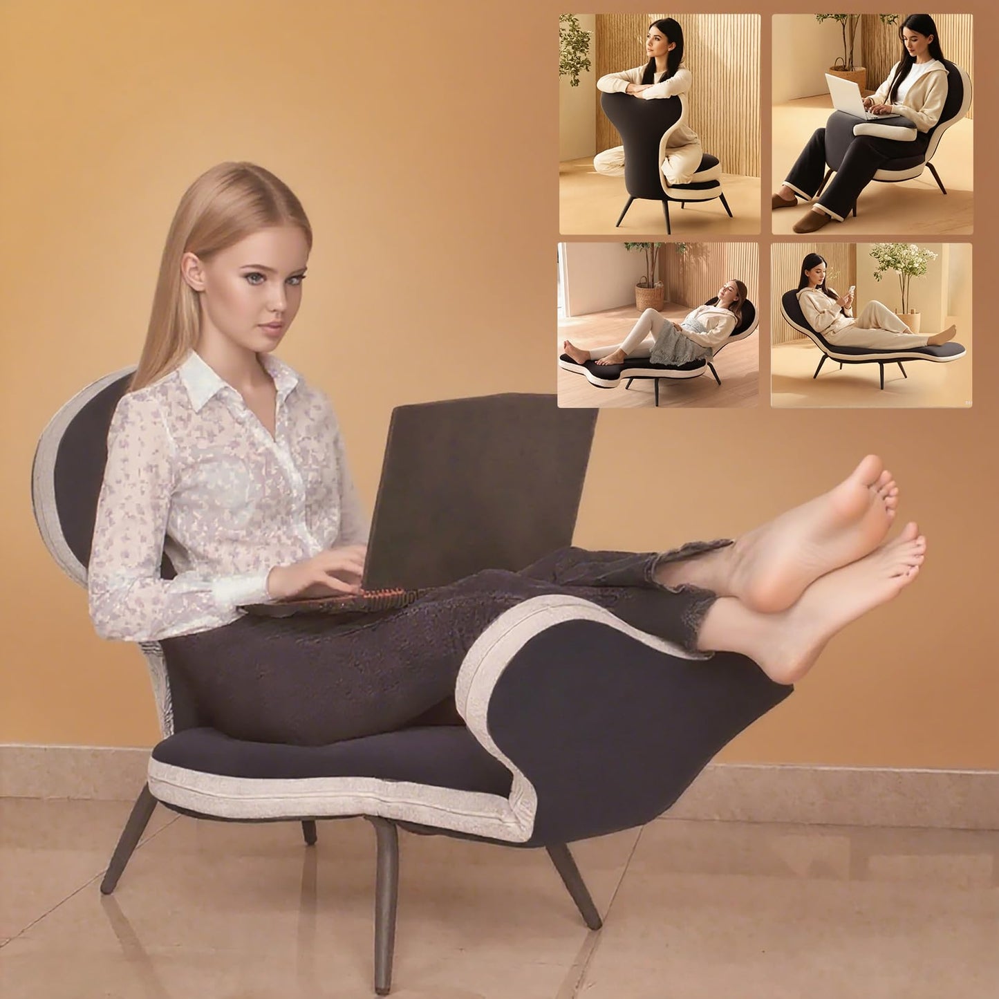 Lightdot 4 in 1 Convertible Sleeper Chair Bed Leisure Sofa with Adjustable Backrest Accent Chair Folding Portable Sofa/Chair/Bed for Living Room/Apartment/Office/Outdoor