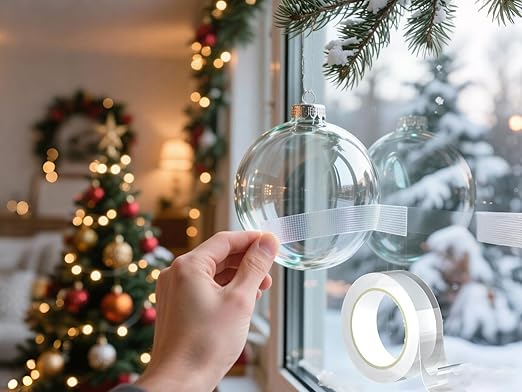 Heavy Duty Double Sided Tape 120 Inch, Nano Adhesive Mounting Tape No Residue Removable, Strong Picture Hanging Tape for Walls, Poster, Christmas Decor, Bathroom & Dorm