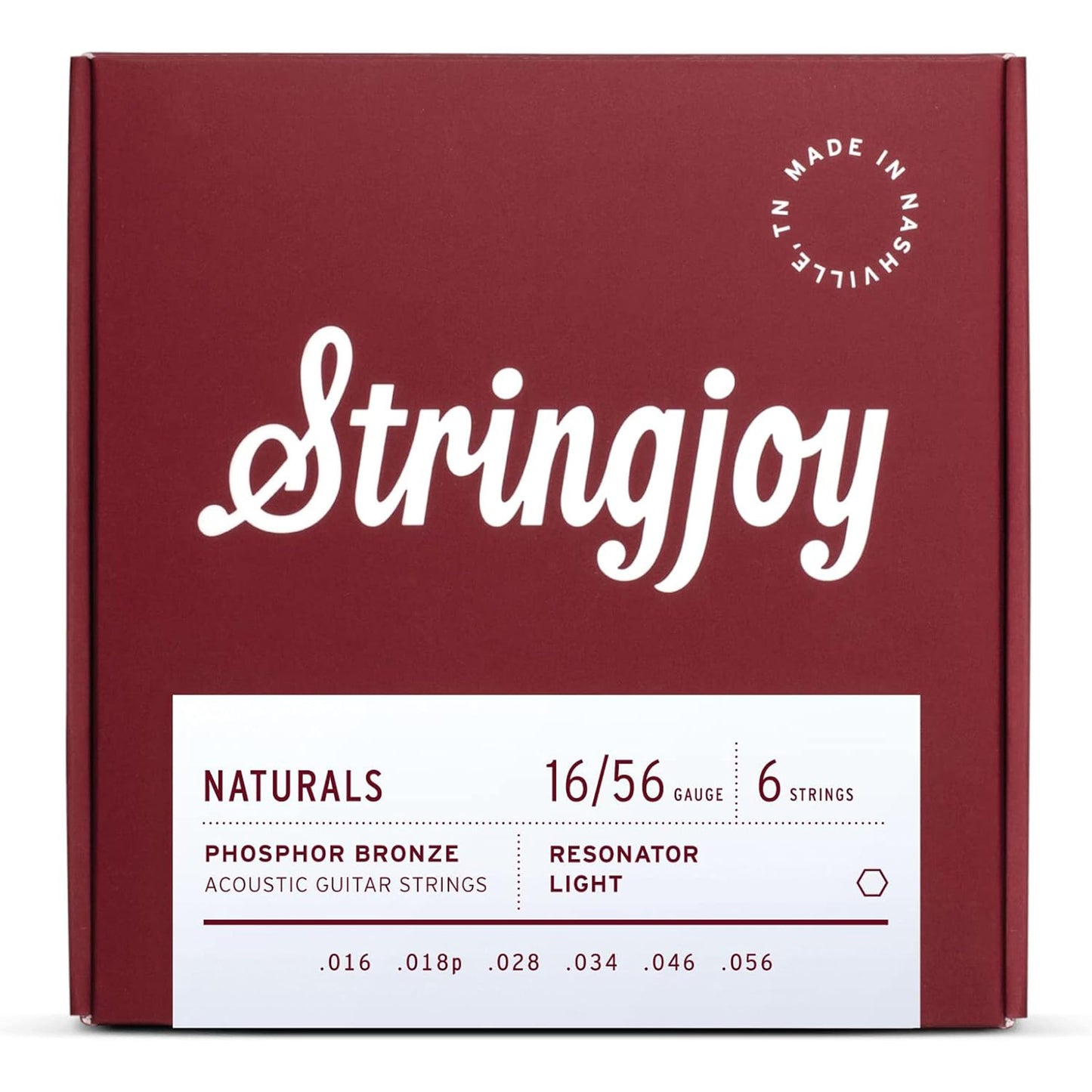 Stringjoy NB1656 Phosphor Bronze Acoustic Guitar Strings, 16-56 Resonator Light Gauge, Acoustic Guitar Strings for Clear Tones,