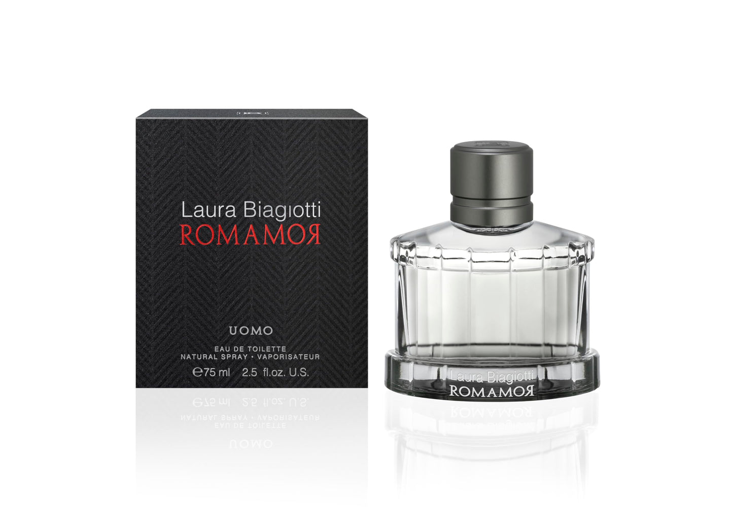Laura Biagiotti Romamor for Men - Amber Woody Scent - Opens with Grapefruit, Black Pepper, Vetiver and Ginger - Enhancing Comfor
